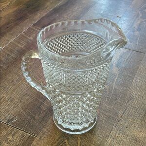 Vintage 1960’s‎ Wexford Cut Crystal Diamond Point Anchor Hocking Glass Pitcher